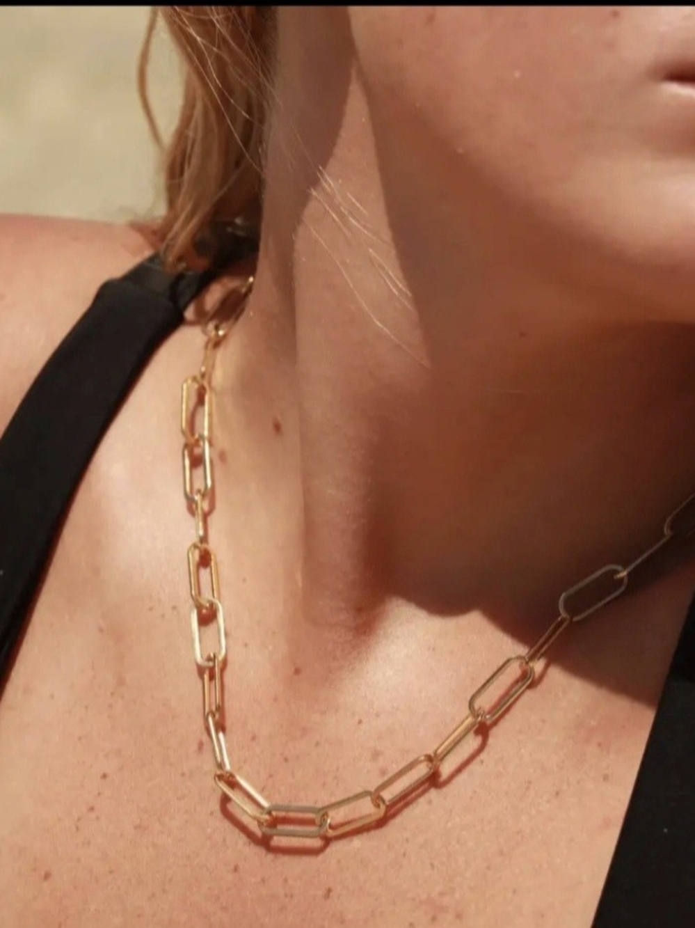 18k Gold Plated Waterproof Minimalist Paperclip Chain Necklace - Women Jewelry